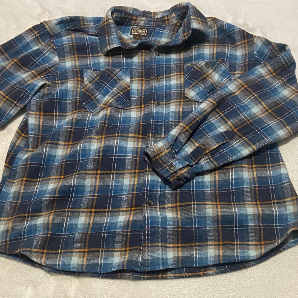Men's Blue Plaid Button-Down Shirt - Casual Long Sleeve